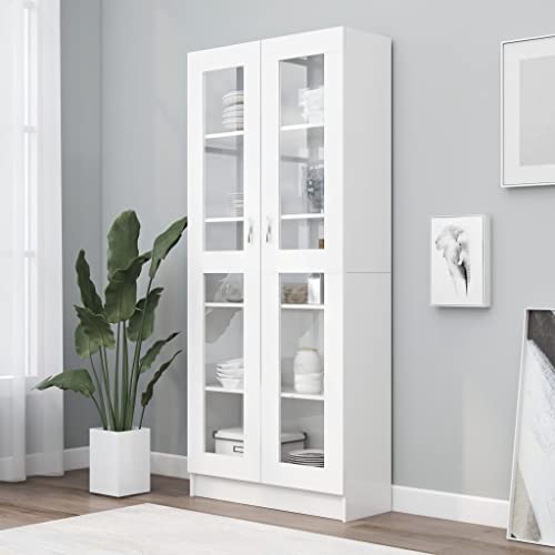 KTHLBRH 【Envío rápido】 Estantería para libros, estantería de almacenamiento, adecuada para sala de estar, dormitorio, oficina, armario de vitrina blanco, 82,5 x 30,5 x 185,5 cm, aglomerado