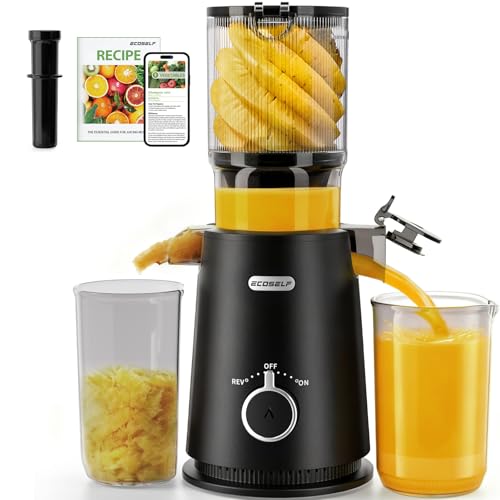 ECOSELF Juicer Machines - Wide Mouth Feed Chute with Self Feeding Hands-Free Design - Cold Press Juicer for Vegetables and Fruits - Juice Extractor...