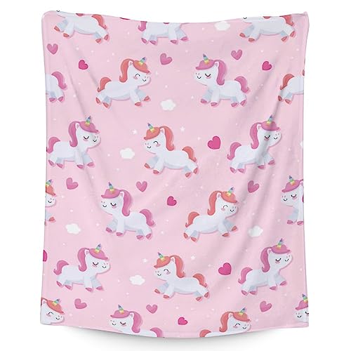 Unicorn Blanket Gifts - 60"x80" Cute Throw for Girls & Women - Pink Soft Fuzzy Blankets for Bed, Couch & Living Room