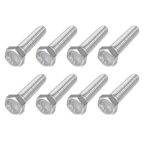 Image of METALLIXITY Hex Head Bolts (3 /8-16 x 1-1 /2 inch) 8Pcs, 304 Stainless Steel 18-8, Fully Threaded, External Hex Drive, Plain Finish, Hex Head Screw Bolt, Silver