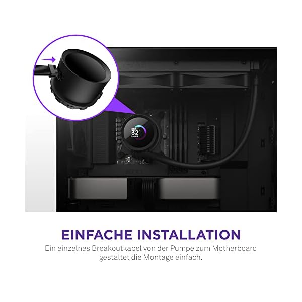 NZXT Kraken 240 - RL-KN240-B1-240mm AIO CPU Wasserkühlung - 1,54" LCD Display 240x240-2x120mm PWM Fans - EIN Breakoutkabel zur einfachen Installation - Schwarz – Bild 7
