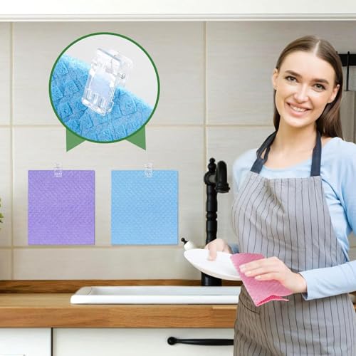 Image of 3 pcs Swedish Dishcloths - Super Absorbent Biodegradable Sponge Wipes for Kitchen,Counters & Washing Dishes, Durable & Lint-Free, Reusable and Washable Cleaning Wipes for Home.