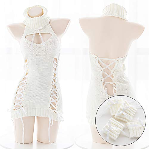 Image of Women's Backless Hollow Out Anime Cosplay Sexy Off The Shoulder Sweater Turtleneck Knitted Tank Top