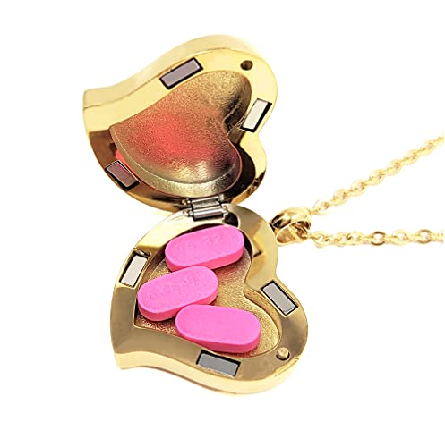 Amour Heart Pill Necklace - Polished Heart Locket with Strong Magnetic Closure - Medication Necklace - Keep Your Medication Securely with You at All Times - 26 Inch Chain4