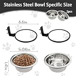 Hamiledyi 2 Pack Wall Mounted Elevated Dog Bowls - Adjustable Height Stainless Steel Raised Food & Water Bowls with Collapsible Stand for Medium & Large Dogs & Cats (S)