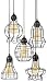 Kira Home Wyatt 15" Rustic Industrial 5-Light Adjustable Cage Metal Multi-Pendant Chandelier, Black Finish