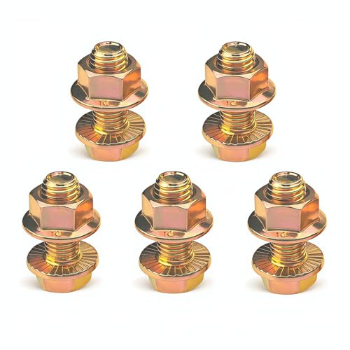 Anyhut 5-Pack M12 Flange Bolt Kit - Grade 10.9 High Carbon Steel, Zinc Plated, 35mm Length - for Automotive Control Arm, Subframe, Suspension & Truck Repair
