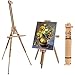 T-SIGN Wood Painting Easel Stand, Portable Art Floor Tripod Beech Easel, Foldable Design, Adjustable Height 36.5 to 75.5 Inches, Adjustable Large Tray for Painting, Sketching, Display