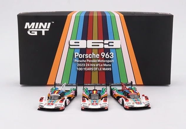 Diecast Model Car Compatible with Mini GT 1:64 Porsche 963 Porsche Penske Motorsport 2023 24 Hrs of Le Mans 3-Pack Limited Edition MGTS0011