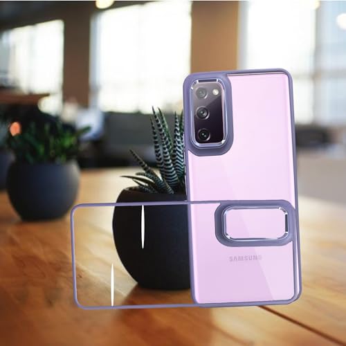 Image of A rtistque Ultra Hybrid Clear Back Cover Case for Samsung Galaxy S20 FE | Drop Protection | Transparent | Smooth TPU Sides - Purple