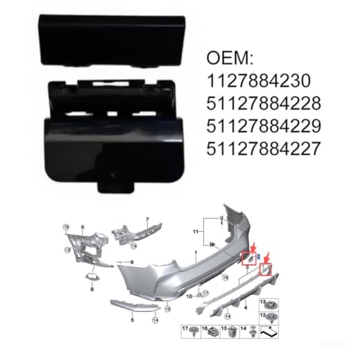 Tapa de ojal de remolque trasero parachoques soluciona hueco en BMW M3 G80 G82 plástico negro ABS 3
