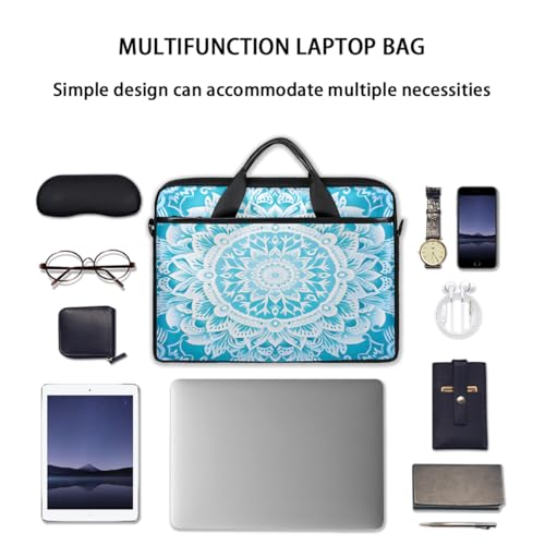 Maletín para laptop con patrón mandala azul étnico 15 pulg miniatura 7
