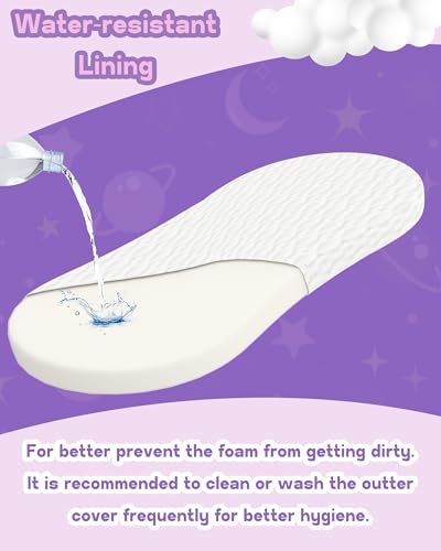 Image of WELLZEE Oval Bassinet Mattress 30 inchx18 inch, Fit for Halo Bassinest Swivel, Flex, Glide, Premiere & Luxe Series Sleeper, Ultra Supportive Foam, Breathable & Washable Cover, Water Resistant Lining