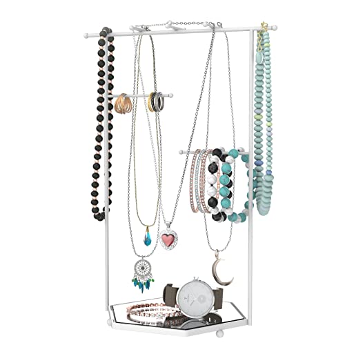 Mango Steam Support de table miroir pour bracelets, colliers, boucles d'oreilles, anneaux (Hexagon, blanc) Cover