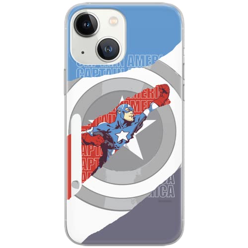 ERT GROUP Mobile Phone Case for iPhone 13 Original and Officially Licensed Marvel Pattern Captain America 013 Multi-Coloured Perfectly Fitted to The Shape of The Mobile Phone TPU Case