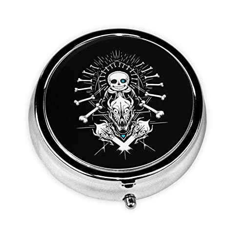 ピルケース アンダーテール サンズ 円形 薬ケース 3段分割 錠剤ケース くすりいれケース 薬ストレージ 習慣薬箱 薬入れ 常備薬収納 小物入れ ガムケース 錠剤管理ケース 薄型 服薬管理に 密閉 多機能 収納ケース 携帯用 軽量 直径4.6cm