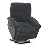 MCombo Large Dual Motor Riser Recliner Chairs Electric for Elderly, Massage and Heated Recliner Armchair, Lay Flat Recliners with 61CM Wide Seat, USB, Extended Footrest, Fabric 7666 (Dark Grey)