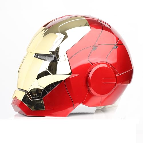 Iron Hero MK 5 Gold Edition 1:1 Wearable Helmet for Man Voice Touch & Remote Control with LED Eyes & Sound FX Superhero-Inspired Collectible for Adults and Teens Ideal for Cosplay & Display