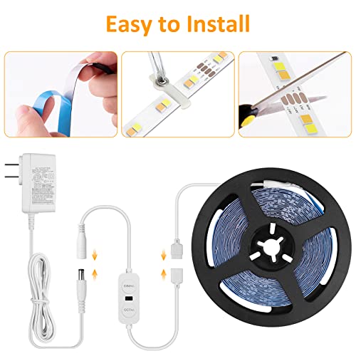 Novostella 40Ft Hand Wave Activated Tunable White Led Strip Light, 1344 Leds, Dimmable 3000K-6500K 24V Touchless Under Cabinet Lighting, Daylight Warm Cool White Tape Light For Kitchen Bedroom Mirror #TOP6