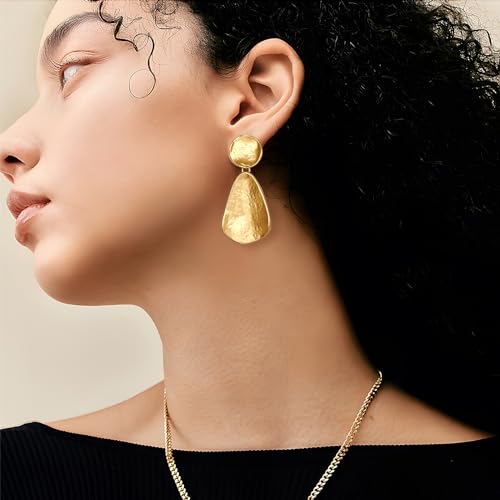 YUJIE Gold Plated Earrings for Women Geometric Chunky Dangle Earring Trendy Silvery Two-Tone Statement Jewelry3