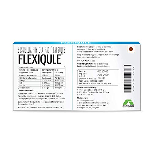 AlchemLife Flexiqule - A Natural Care For Joint Stiffness & Pain (Pack Of 3 Strips) (Ayurveda-32)