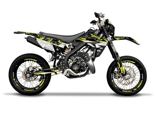 Kit deco Rieju MRT 50 Barbarian avec housse de selle moto 50cc jaune fluo
