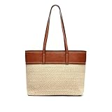 MISAKO Tichi bolso shopper grande efecto rafia Mujer - Tichi Camel 27x14x31cm