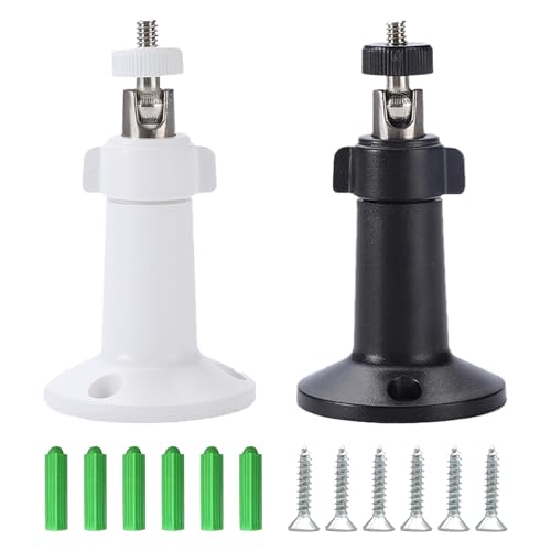 SMLOPLOM Kamera Wandhalterung, 2 Stück 360°Drehbarer Halterung, für alle überwachungskamera mit Standard 1/4 Zoll (6.35 mm) Gewindebohrungen, Weiß und Schwarz