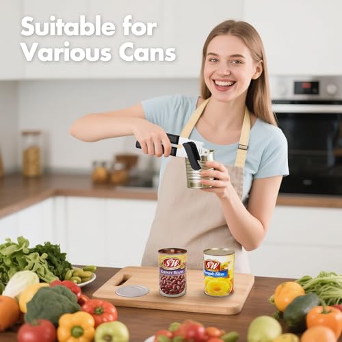 Image of Can Opener Manual, COKORA Can Openers Hand Held with Comfort Anti-Slip Handles, Heavy Duty Stainless Steel Can Opener Smooth Edge and Bottle Openers, Easy Turn Can Openers for Seniors, Kitchen, Black