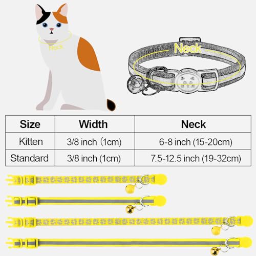 Image of Taglory 2 Pack Cat Collar with Bell, Breakaway Buckle and Reflective Strip | Adjustable 15-20 cm for 2-6 Months Cat, Quick Release Clip, Kitten and Adult Cats, Spare Collar Included, Indoor Outdoor Use
