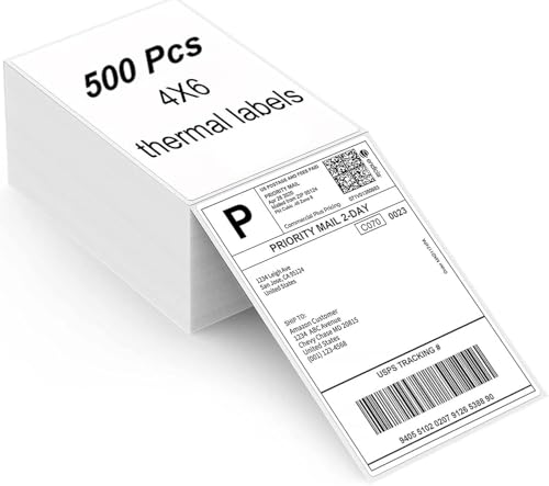 Thermal Direct Labels, 4"x6" Fanfold Thermal Label Printer Paper, Thermal Shipping Label Compatible with Zebra, MUNBYN and Rollo, Permanent Adhesive (500 Labels) image 4