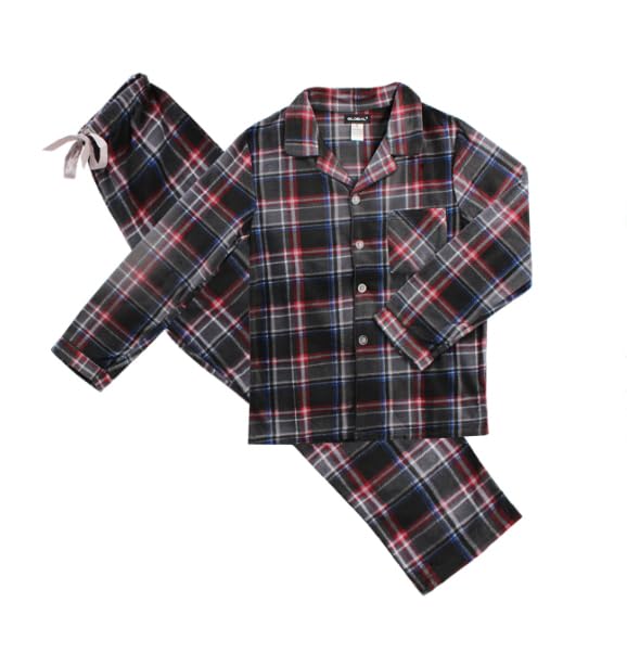 vkwear Men's Classic Fleece 2 Piece Sleepwear Button Up Drawstring Waist Pajama Set2