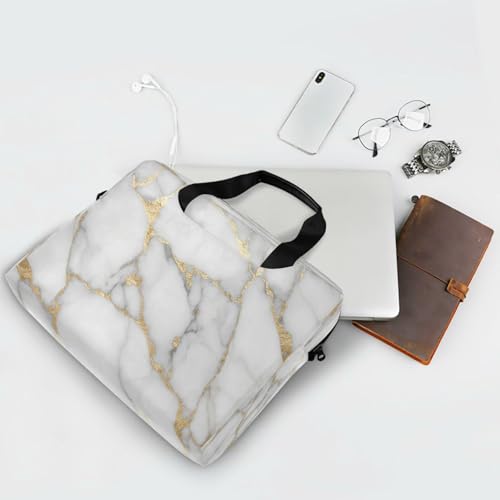Bolso para portátil blanco con diseño mármol oro miniatura 7