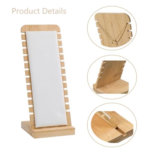 TANG SONG Small Size Bamboo Leather Soft Mat Multiple Necklace Display Stand Necklace Bracelets Chains Organizer Holder for Home (White)