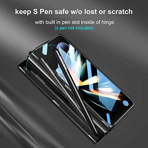 Libeagle Compatible With Samsung Galaxy Z Fold 4 Case [Built In Hidden S Pen Holder To Avoid Pen Lost][Leather On Back][Screen Protector][Hinge Protection][Wireless Charging]Cover 5G 2022-Carbon Fiber #TOP2