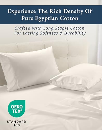 Image of LANE LINEN Queen Size Sheets Deep Pocket Egyptian Cotton Sateen - Sea Salt | Black Sheets Queen - 4-Piece Set, For A Luxurious Night's Sleep, For Guests And Everyday Use, Guest-Ready Comfort