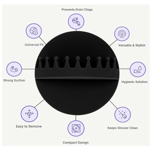 Recolector de Cabello para Ducha Garosa Silicona Negro miniatura 3