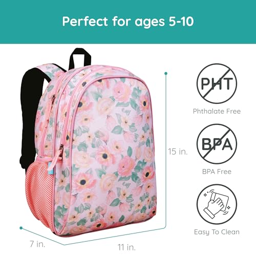 Image of Wildkin JumpOff Jo 15-inch Kids Backpack - Durable, Adjustable, Ideal for School - Floral Watercolor