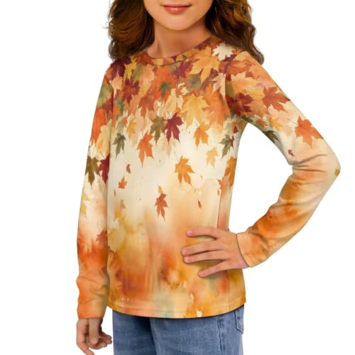 Image of Girls Long Sleeve Shirts Casual Crewneck Soft T-shirts for Girls 3-16 Years Old