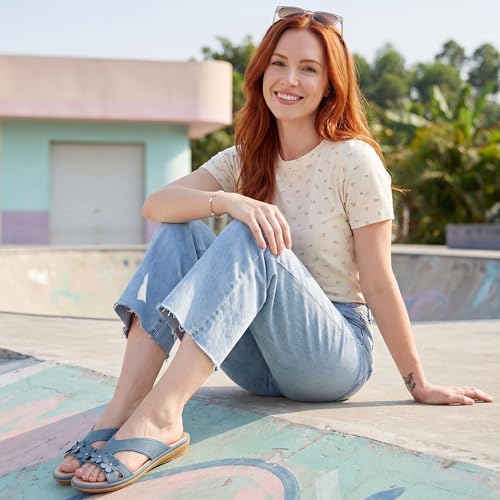 Image of Ecetana Womens Sandals Comfortable Dressy Summer Beach Slides Lightweight Memory Foam Slip On Flat Shoes