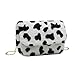 RARITYUS Women Fashion Leopard Print Shoulder Bag Fluffy Plush Handbag Cow Print Crossbody Purse Faux Fur with Chain Strap