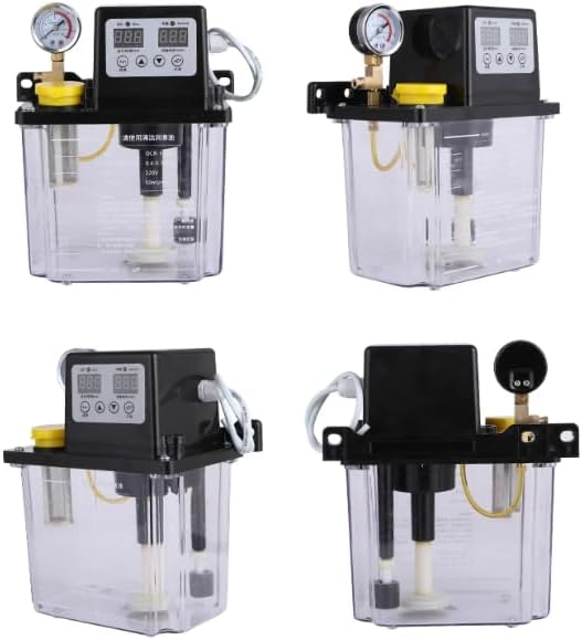 110V Automatic Lubricating Oil Pump with Digital Control, Dual Display & Pressure Gauge for CNC Machines, Industrial Lubrication Systems (1L)