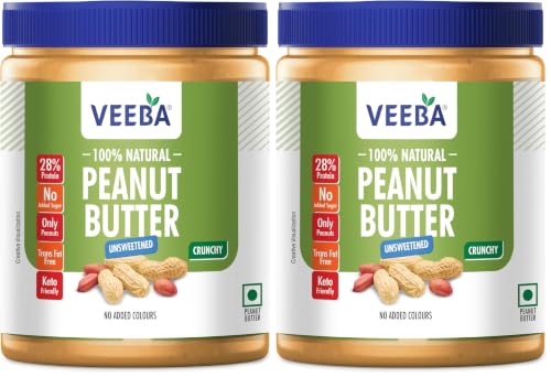 Image of Veeba 100% Natural Peanut Butter (1Kg) (Pack of 2)