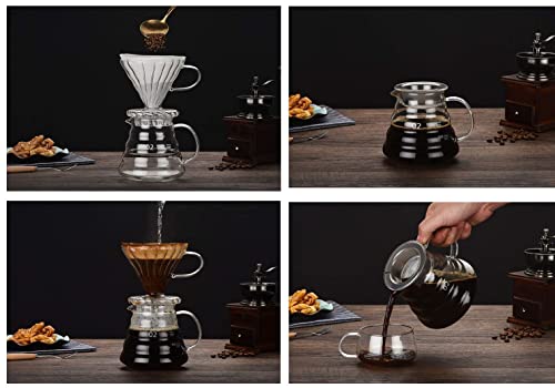 وعاء تقديم القهوة في60 من الزجاج المقاوم للحرارة شفاف من فيدن بسعة 360 مل #1، وعاء صب القهوة، وعاء للقهوة بتنقيط يدوي، ماكينة تحضير القهوة