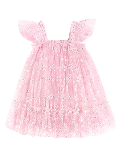 Image of Arshiner Toddler Tulle Dress for Girls Layered Tutu Ruffle Dresses Swing Twirly Fairy Summer Birthday Party Wedding Sundress