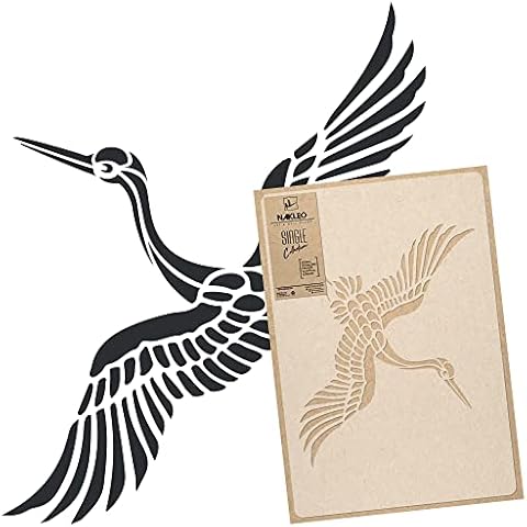 NAKLEO Japanese Flying Crane Wall Stencil Cover