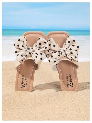 Image of GORGLITTER Girl's Slip on Sandals Bow Sandals Round Open Toe Beach Sandals