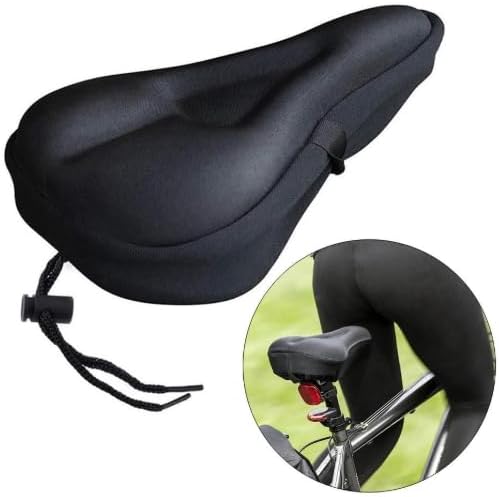 Imagem frontal do assento de bicicleta com fundo branco.