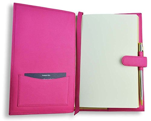 Image of Royce Leather Unisex Leather Executive Journal, 8.5 inch x 6 inch x 0.5 inch - Bright Pink