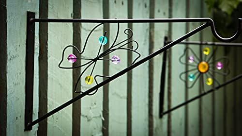 DIVCHI 2x Garden Wall Brackets Hanging Basket Brackets Metal Wall Bracket Gardening Decorative - Flower and Butterfly - Up To 12" Baskets
